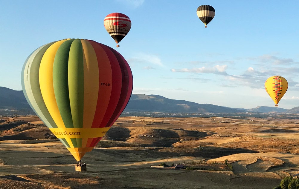 Madrid from above in a hot air balloon