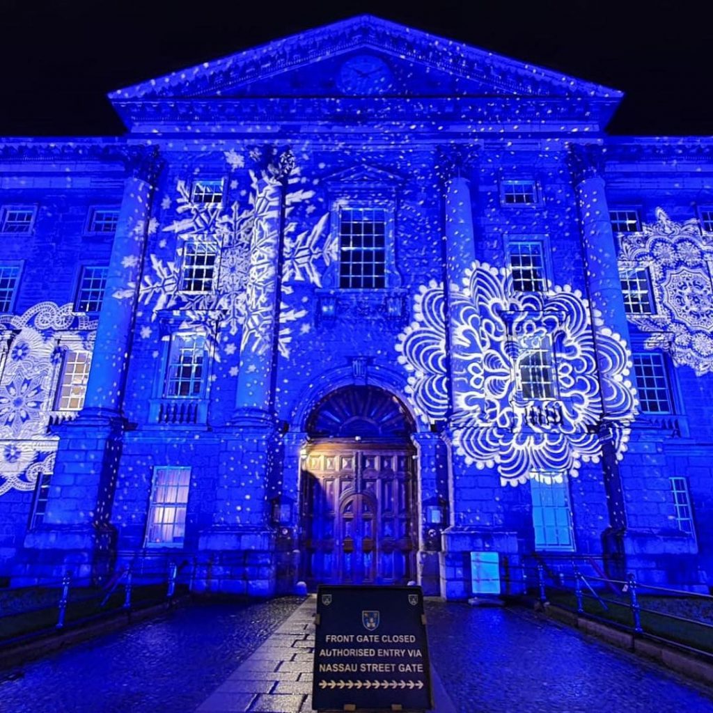 Christmas lights on Trinity College