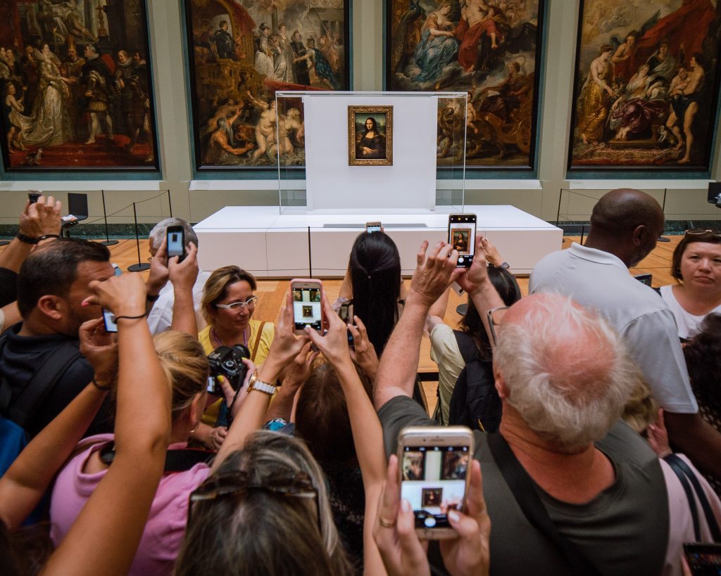 The Mona Lisa, as seen from the crowds around it