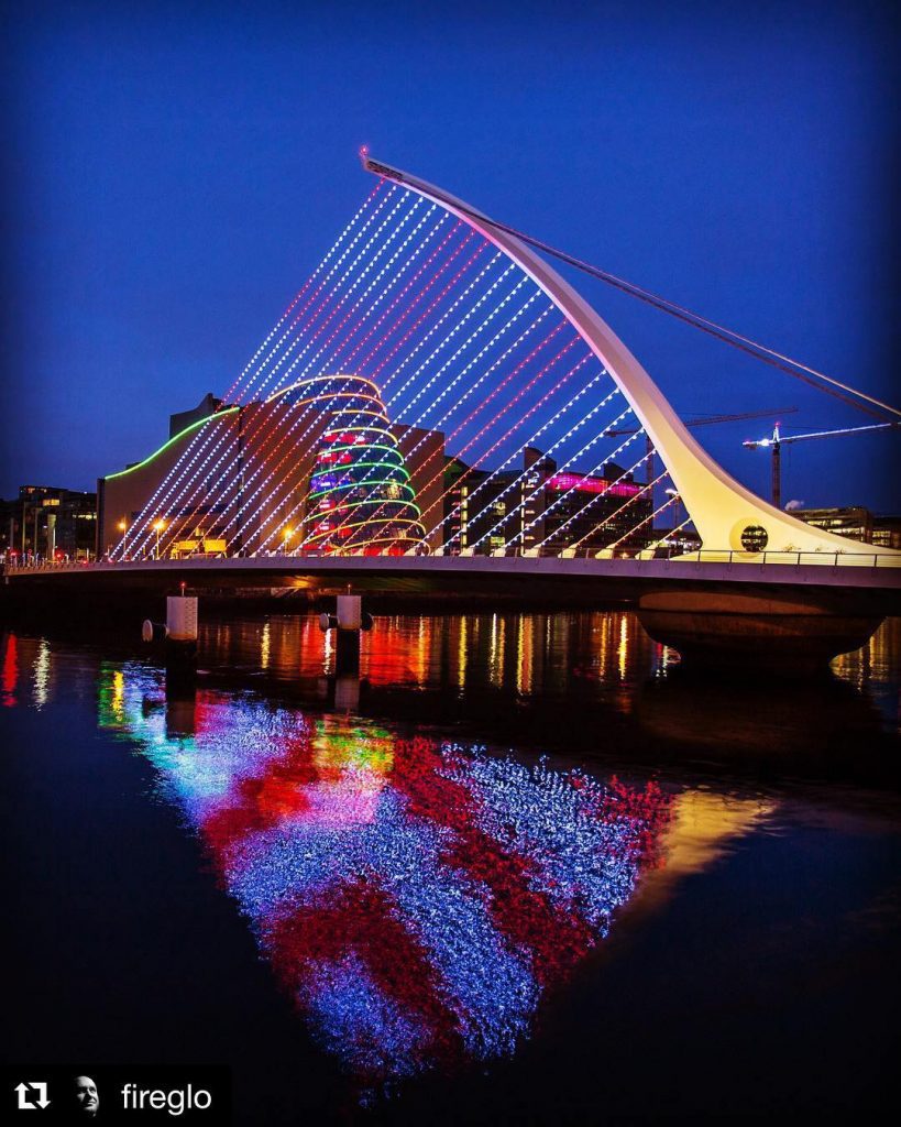 Dublin lights at the Samuel Beckett Bridge