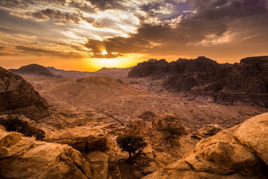 sunrise and sunset in Petra