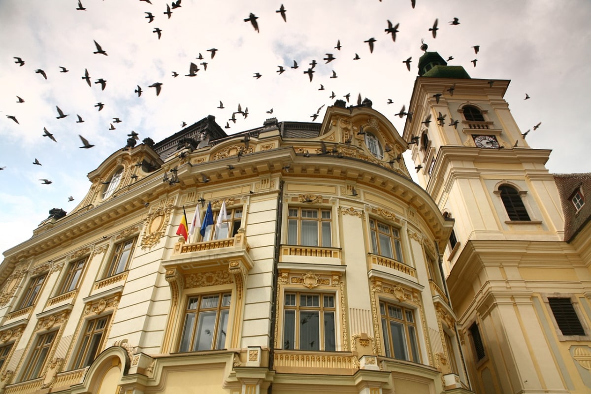 Buildings in the Big Square, Sibiu, Romania 