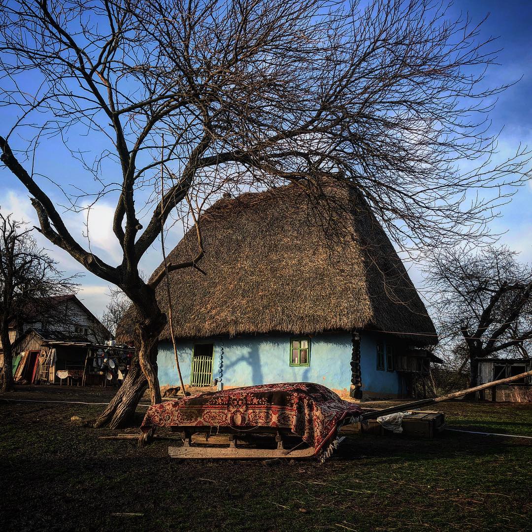 Thatched roof house in Romania