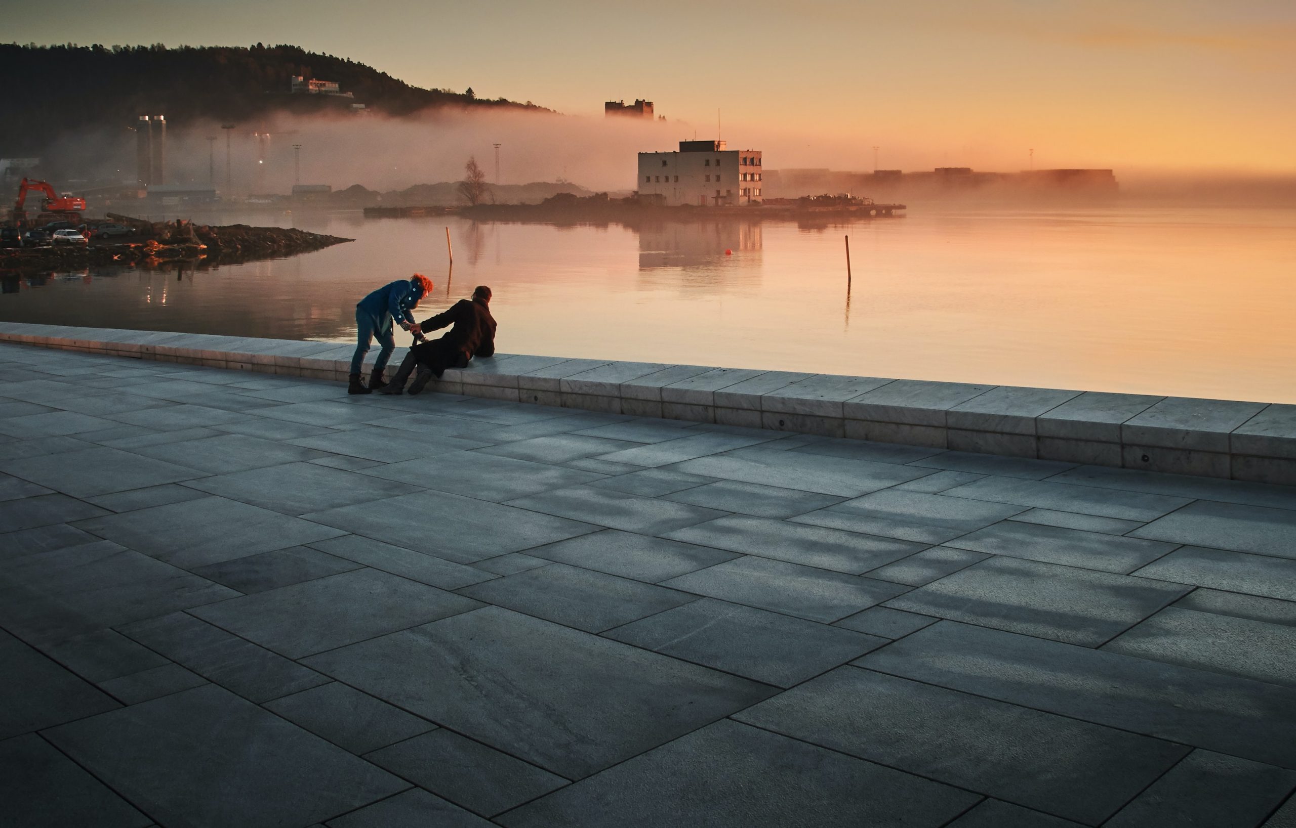 Couple at sunset in Oslo
