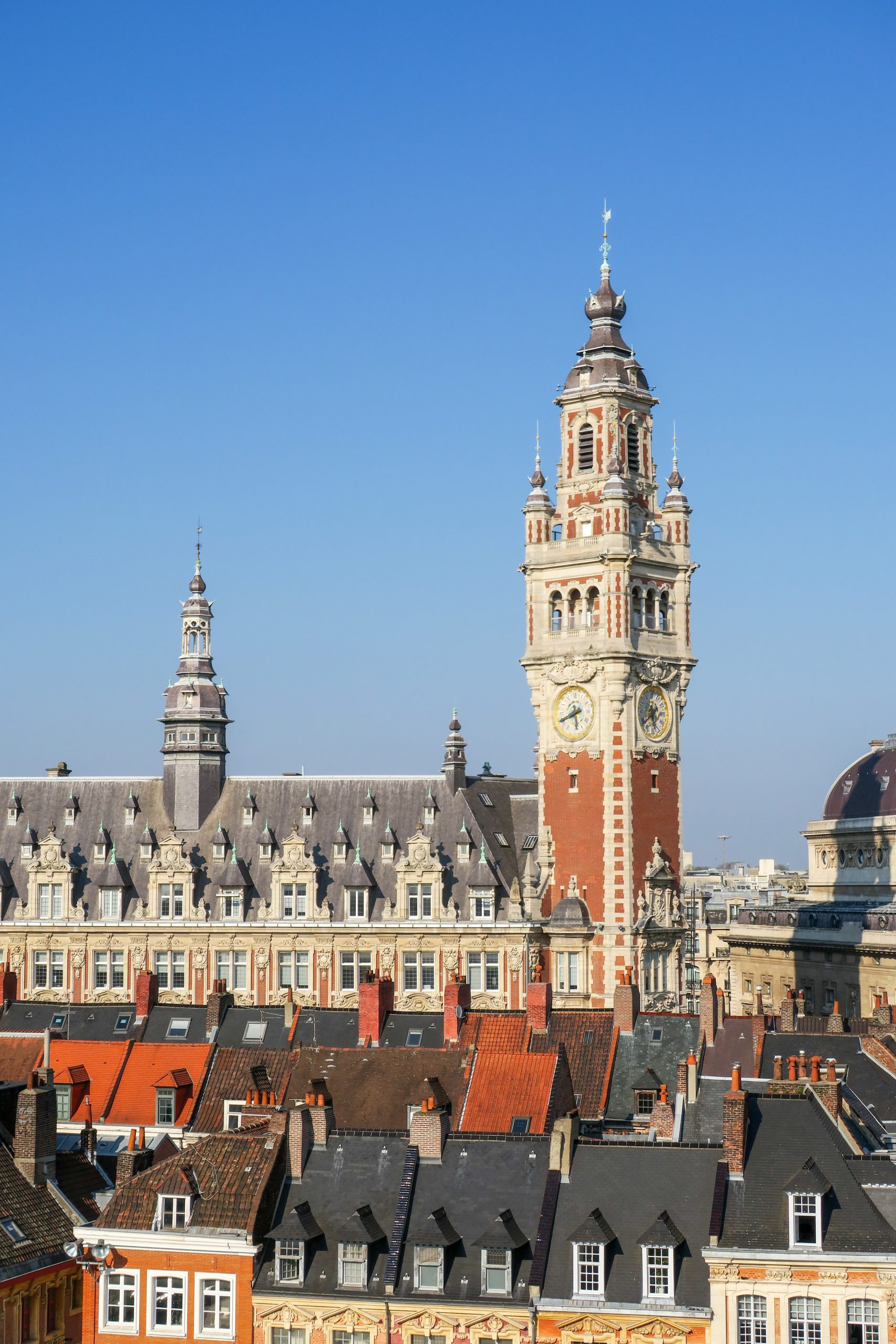 View of the Belfry of the city, from the rooftops of Lille