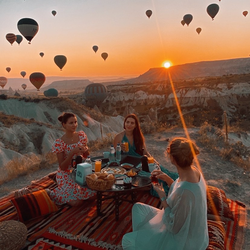 Flying in a Hot Air Balloon at Sunrise