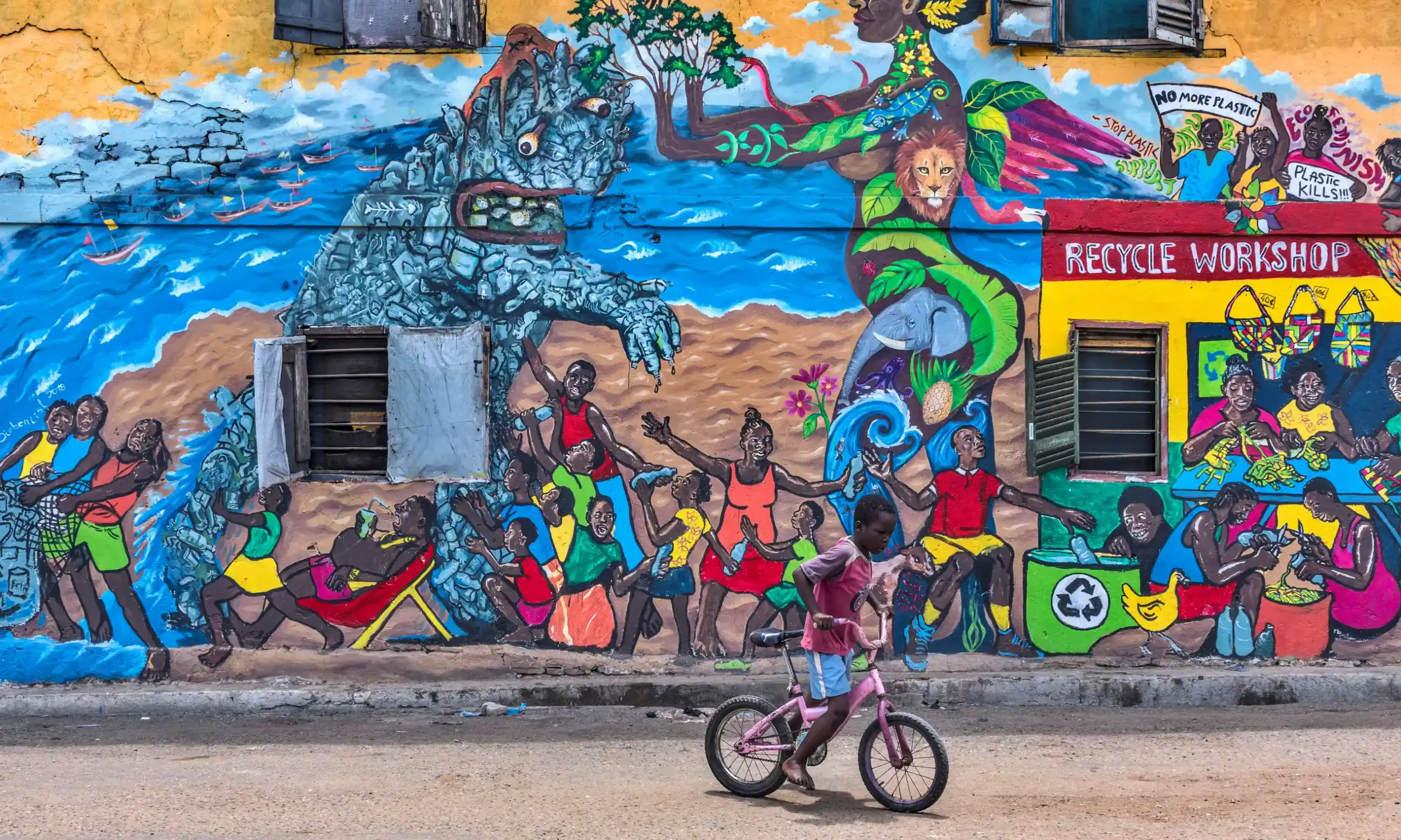 Mural by Barbara Siebenlist, Brazil Lane, Jamestown. Photograph: Andrew Esiebo/Panos Pictures