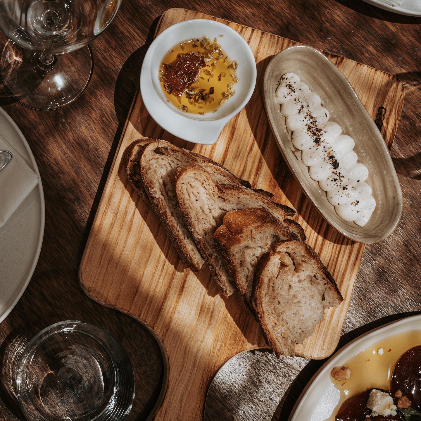 Gleba’s distinctive bread recipe paired with a piquand harissa olive oil and smoked butter