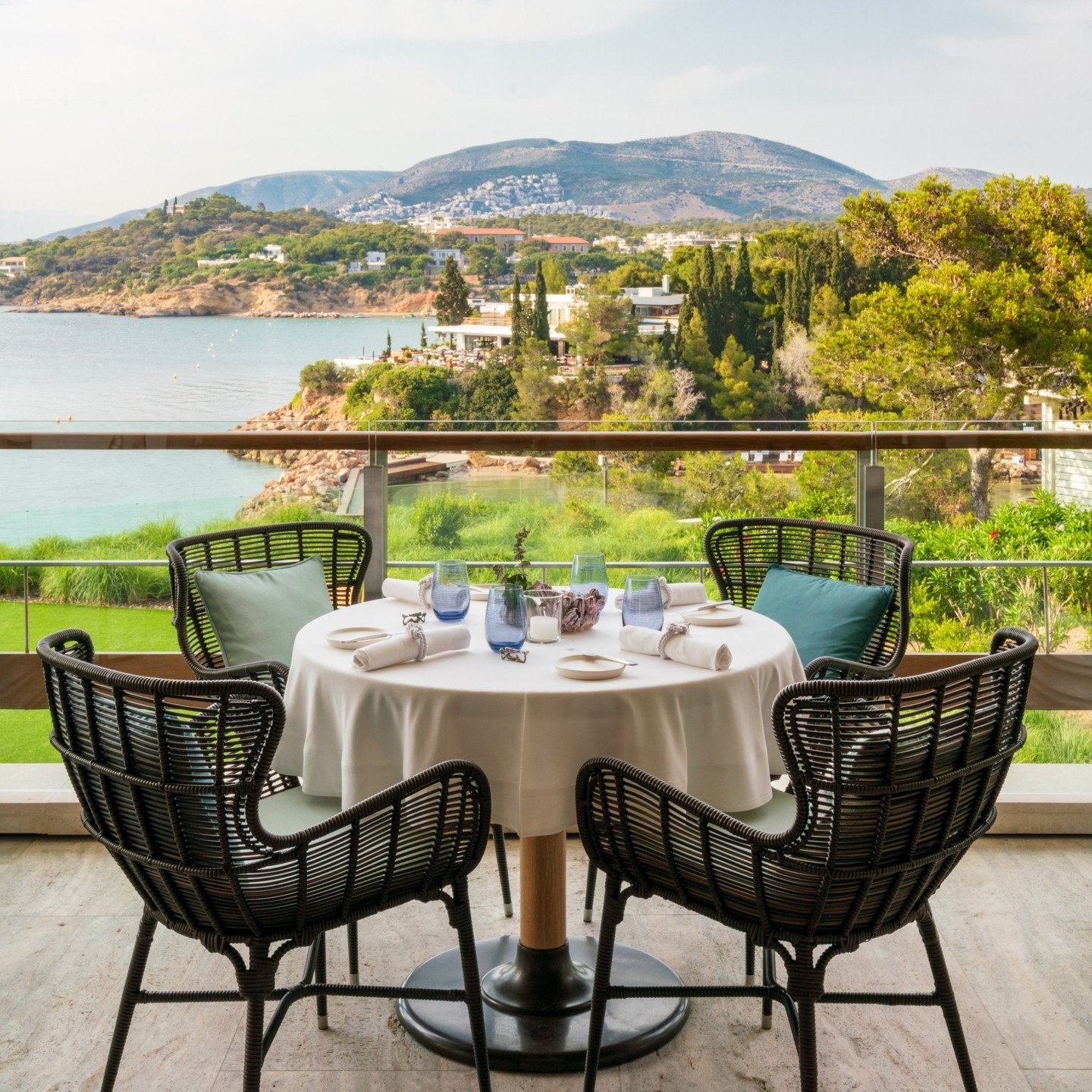 The enchanting view from Pelagos Terrace overlooking the Athenian Riviera