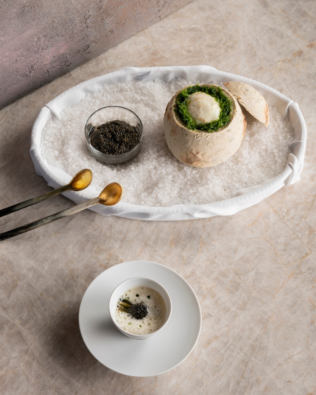 Ibis celeriac, baked in salt from Gozo, sea succulents and Kaluga caviar - Al Fresco Dining Spots in Malta 