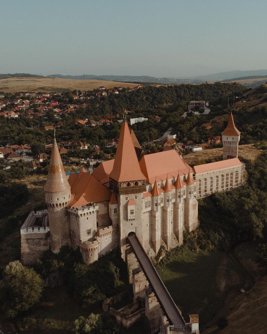 A drone view of Corvin Castle in Romania - Halloween in Transylvania and Beyond