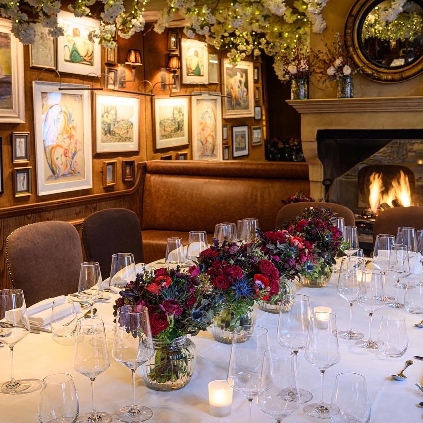 With sumptuous wood panelling, a roaring log fire and sweeping views over Covent Garden, the intimate dining room evokes a rich, warm and inviting atmosphere
